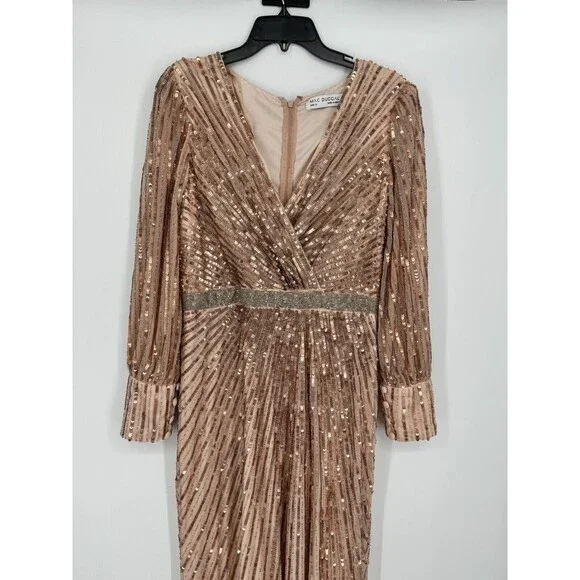 Mac Duggal Women's Size 12 Cooper Formal Evening Dress Long Sleeve, NWT Sequin